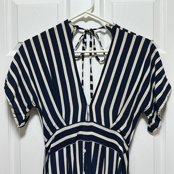 Faithfull the Brand Striped Open Back Milan Midi Dress Navy White Size S/4 - Picture 7 of 11
